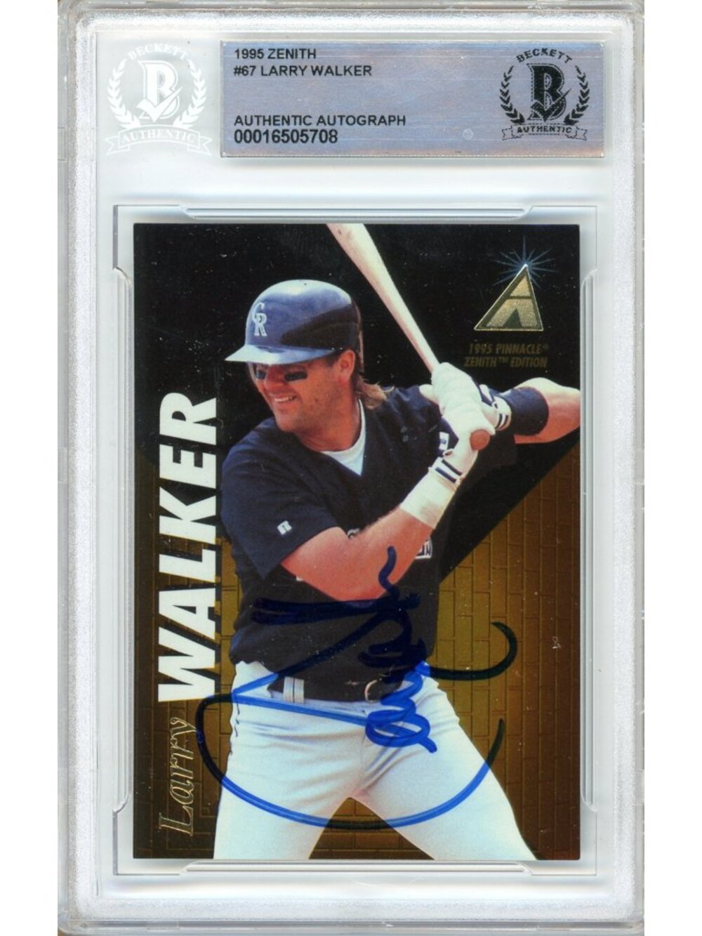 Larry Walker Signed 1995 Pinnacle Zenith #67 Rockies BAS Slab Auto HOF MLB Card